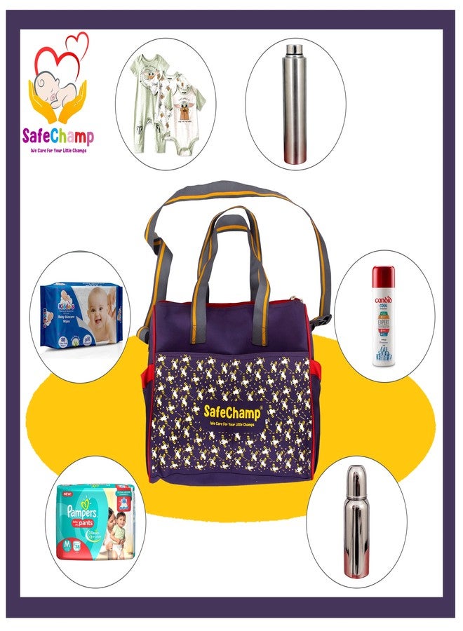 SafeChamp حقيبة حفاضات متعددة الأغراض من SafeChamp Chick Chick، حقيبة حفاضات للأمهات (بنفسجي) - Image 5